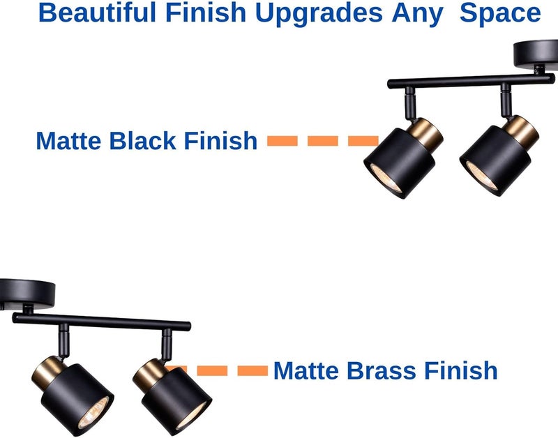 CRAFTRONOS 4 Light Track Lighting Kit, Matt Black Brass Finish Adjustable with Moden Flush Mount Ceiling Spotlight for Kitchen,Living Room,Home Improvement - Image 5